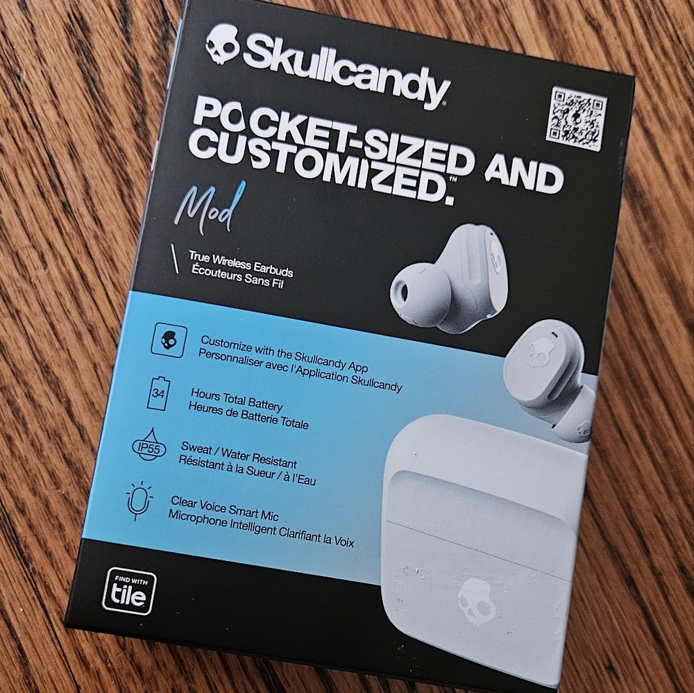 Skullcandy Mod In-Ear Wireless Earbuds, 34 Hr Battery iPhone& Android